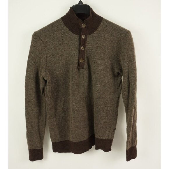 UNTUCKit Sorensen 100% Merino Wool 1/4 Button Sweater Men's Small Brown Knit - Picture 1 of 9